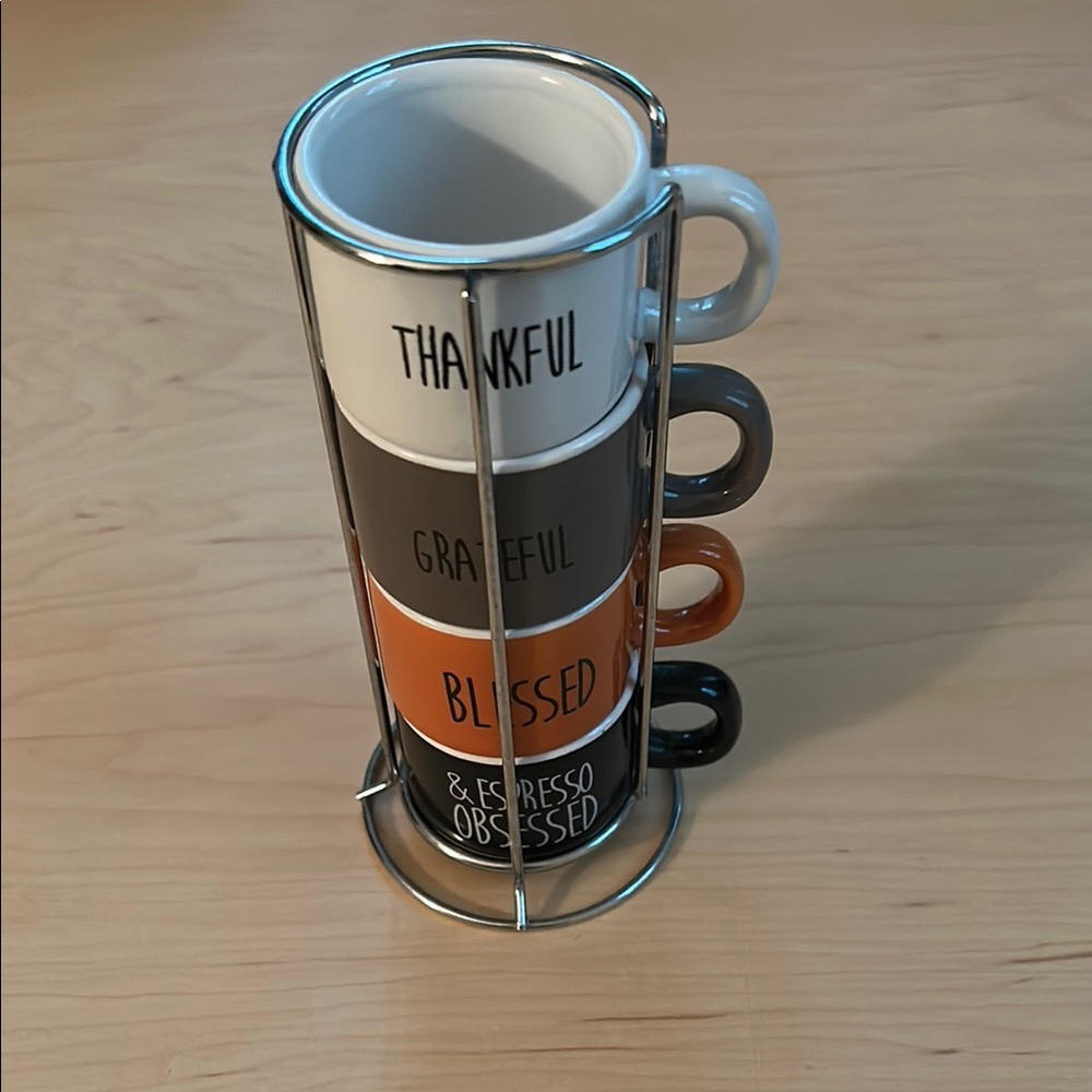 Stackable Espresso Mugs with Stand